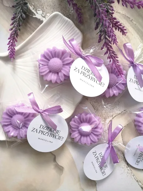 Mydełka podziękowania dla Gości prezent urodziny chrzest baby shower stokrotka
