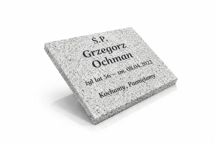 Tablica Granitowa Nagrobna Duża Płyta Szara 50x40cm + Klin i Napisy GRATIS