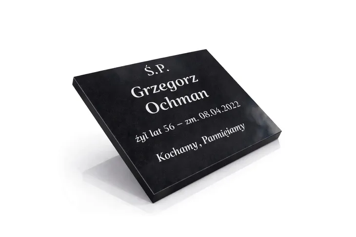 Tablica Granitowa Nagrobna Płyta Czarna 35x25cmx2cm + Klin i Napisy GRATIS