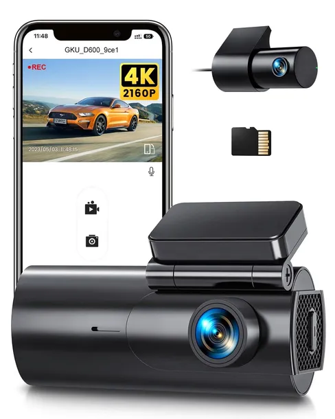 GKU Kamera Samochodowa 4K 2.5K Przód Tył WiFi 64GB Karta SD Nocny Tryb