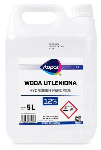 NADTLENEK WODORU 12% WODA UTLENIONA 5L - ODKAŻANIE WYBIELACZ DEZYNFEKCJA