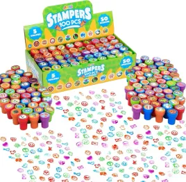 mini-pieczatki-dla-dzieci-100-szt-stempelki-50-wzorow-5-kolorow-zestaw