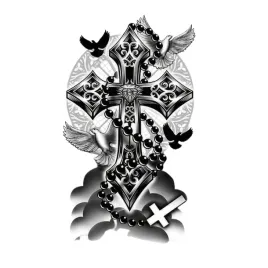 sztuczny-tatuaz-krzyz-z-rozancem-i-golebiem-czarny