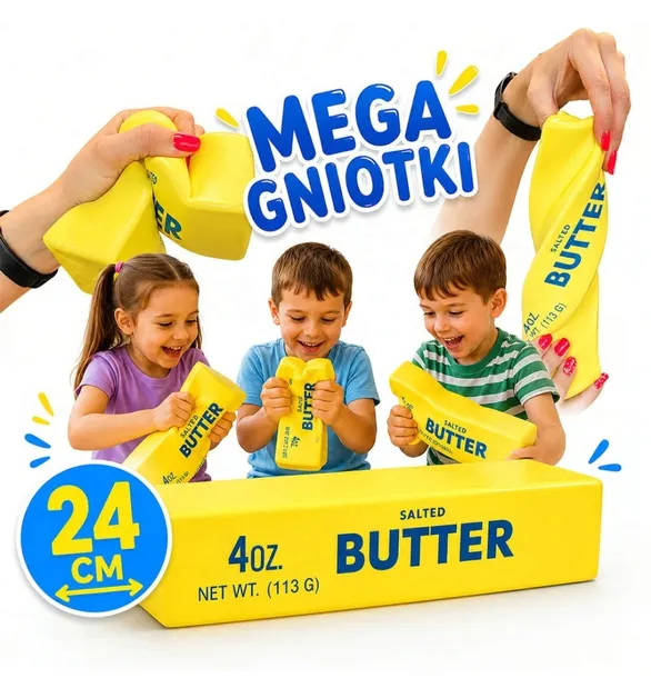 MASŁO XXL 24 cm PACHNĄCY GNIOTEK ANTYSTRESOWY MASŁO SQUISHY MIĘKKA ZABAWKA SENSORYCZNA GIGANT