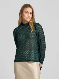 vero-moda-butelkowo-zielona-bluzka-azurowa-z-polgolfem-s-7aa
