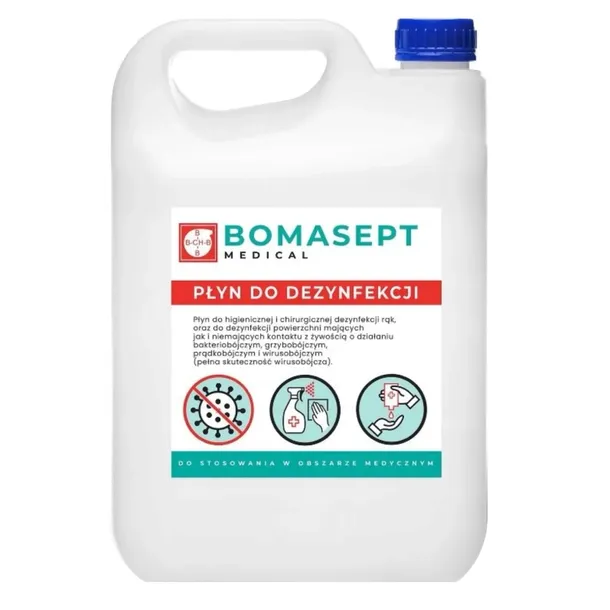 POLSKI PŁYN do DEZYNFEKCJI skóry powierzchni rąk BOMASEPT MEDICAL 80% 5L