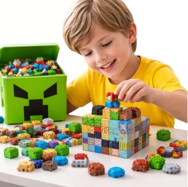 MINECRAFT KLOCKI MAGNETYCZNE MEGA ZESTAW W PUDEŁKU CREEPER - 155 ELEMENTÓW