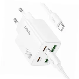 2x-biala-ladowarka-cztery-porty-usb-c-30w-hoco-do-xiaomi-redmi-15c-4g