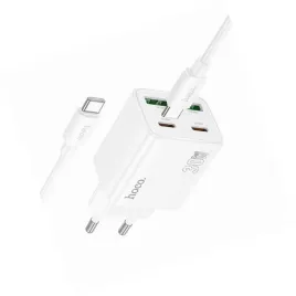 2x-ladowarka-hoco-n56-30w-4-wejscia-usb-c-biala-do-google-pixel-8-pro