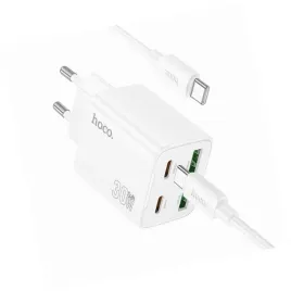 2x-biala-ladowarka-cztery-porty-usb-c-30w-hoco-do-xiaomi-redmi-note-15-4g