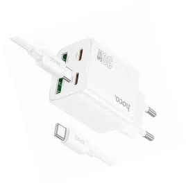 2x-biala-ladowarka-cztery-porty-usb-c-30w-hoco-do-samsung-galaxy-a55-5g