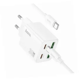 2x-ladowarka-hoco-n56-30w-4-wejscia-usb-c-biala-do-realme-14-pro-plus-5g