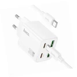 2x-ladowarka-hoco-n56-30w-4-wejscia-usb-c-biala-do-motorola-edge-50-neo-5g