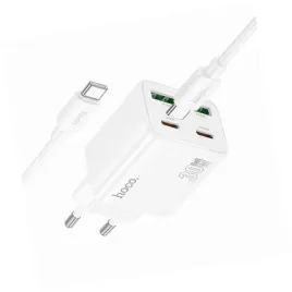 2x-ladowarka-hoco-n56-30w-4-wejscia-usb-c-biala-do-motorola-edge-60-neo