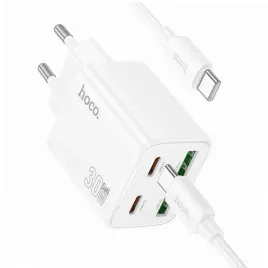 2x-biala-ladowarka-cztery-porty-usb-c-30w-hoco-do-google-pixel-10