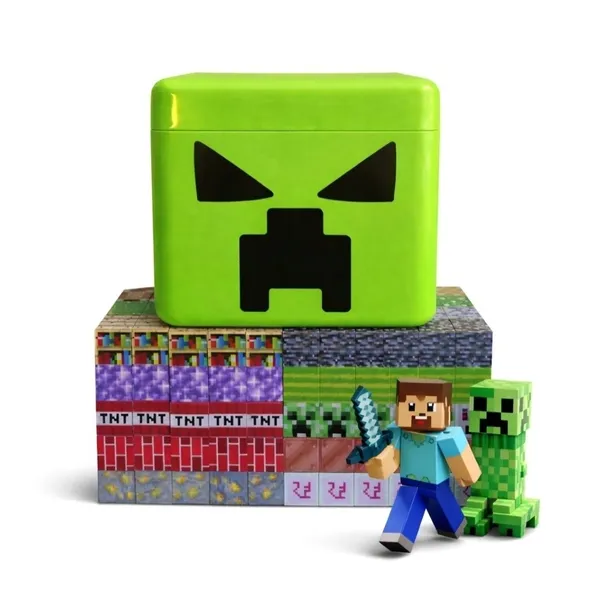 KLOCKI MAGNETYCZNE KONSTRUKCYJNE MINECRAFT ZESTAW XXL 316 ELEMENTÓW KLOCKI + FIGURKI + POJEMNIK CREEPER