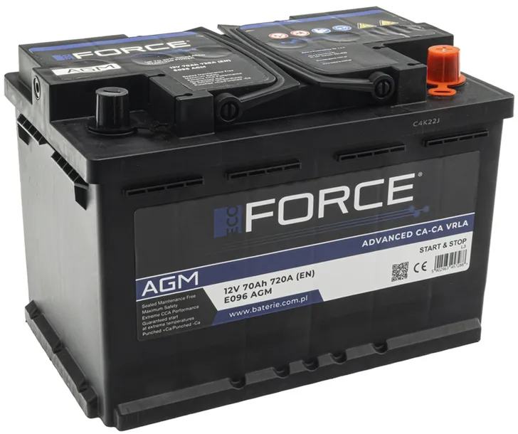 AKUMULATOR 12V ECOFORCE AGM 70AH 720A P+  , RADOM