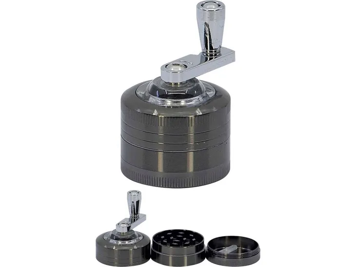 Młynek Grinder Crusher metalowy z korbką czarny