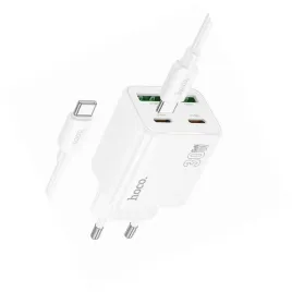 2x-ladowarka-hoco-n56-30w-4-wejscia-usb-c-biala-do-iphone-16