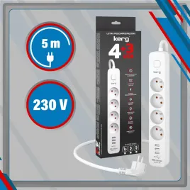 2x-listwa-przeciwprzepieciowa-biala-przedluzacz-4-gniazda-5m-3x-usb-kerg