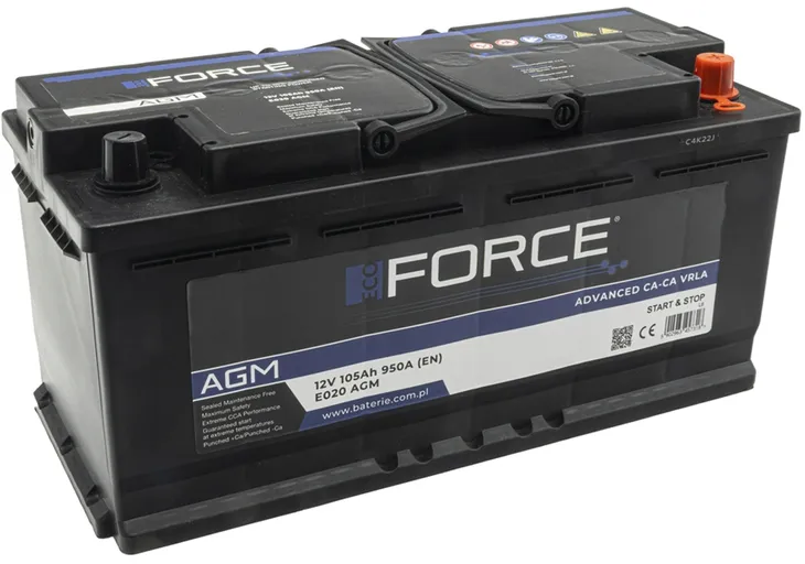 AKUMULATOR 12V ECOFORCE AGM 105AH 950A P+  , RADOM