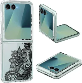 coque-etui-do-samsung-galaxy-z-flip-6-flip7-fe-bezbarwne-w-czarne-wzory
