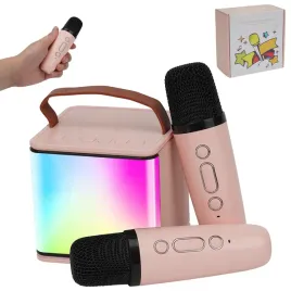 zestaw-do-karaoke-2szt-mikrofon-glosnik-bezprzewodowy-rozowy-bluetooth
