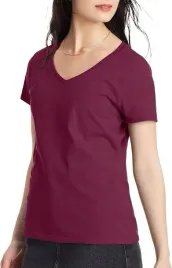 hanes-bordowy-t-shirt-damski-z-dekoltem-serek-z-bawelny-2-pak-s-7aa