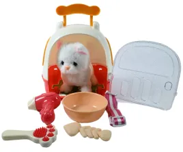 2x-bialy-kotek-na-baterie-maskotka-kota-z-transporterem-zestaw-do-pielegnac