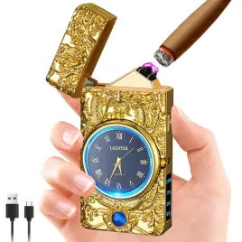 2x-zapalniczka-elektryczna-smok-plazmowa-usb-unikalna-z-zegarem
