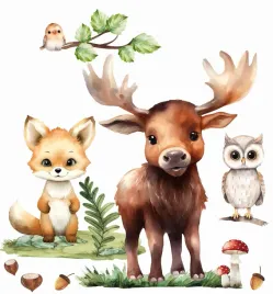 2x-naklejki-na-sciane-dla-dzieci-zwierzeta-lesne-forest-3-las-duze-naklejki
