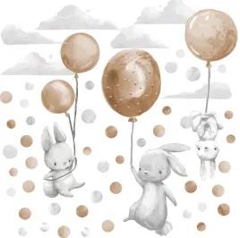 2x-naklejki-na-sciane-kroliczki-i-balony-bezowe-naklejki-scienne-kroliki