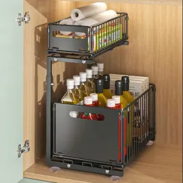 2x-organizer-pod-zlew-2-poziomowy-wysuwany-czarny-regal-kuchenny-polka-stoj
