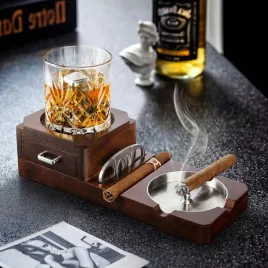 2x-zestaw-popielniczka-popielnica-do-cygar-drewniana-stojak-na-whisky-2w1