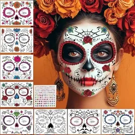 tatuaze-na-twarz-halloween-dia-de-los-muertos-9-arkuszy