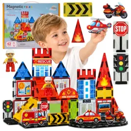 klocki-magnetyczne-konstrukcyjne-3d-kreatywne-dla-dzieci-42el-straz-pozarna