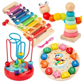 zestaw-zabawek-montessori-cymbalki-wieza-labirynt-przeplatanka-gasienica