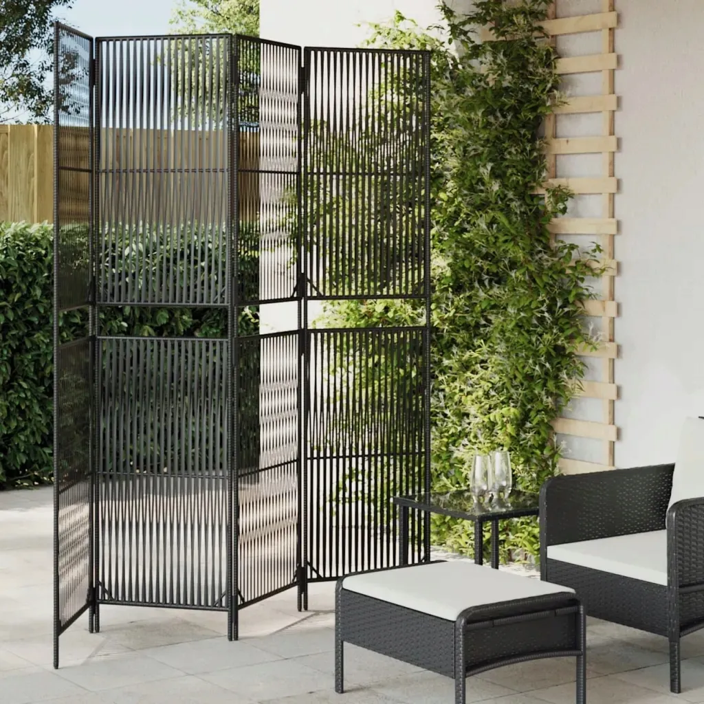 vidaxl-parawan-4-panelowy-czarny-polirattan