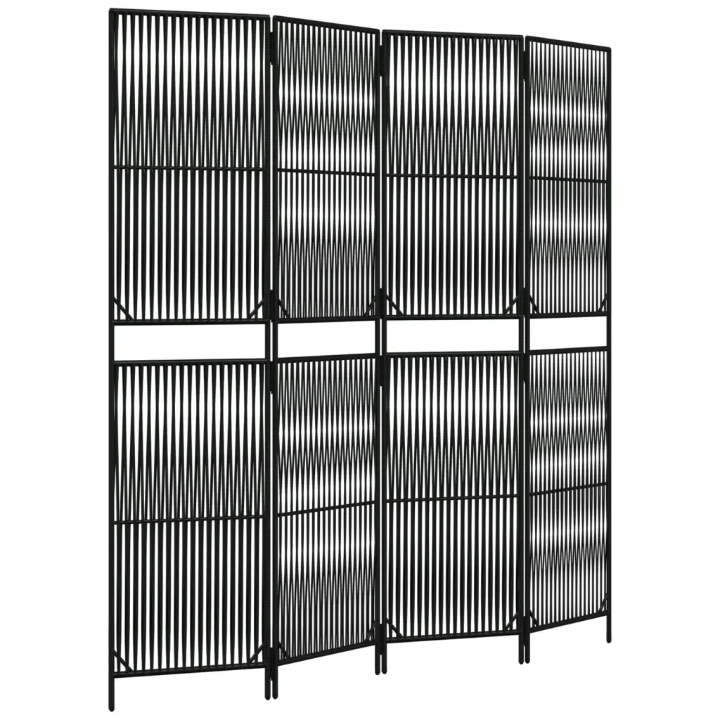 vidaxl-parawan-4-panelowy-czarny-polirattan-stan-nowy