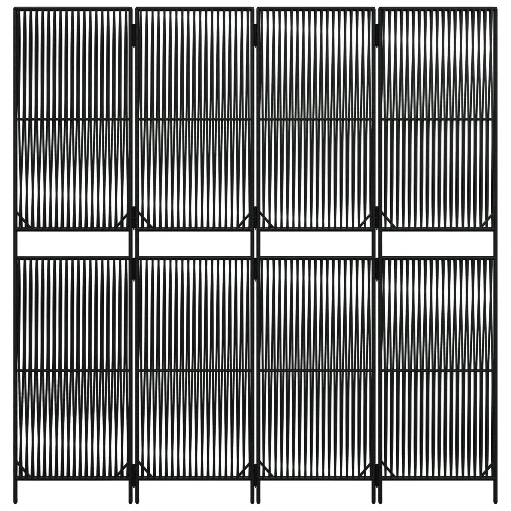 vidaxl-parawan-4-panelowy-czarny-polirattan