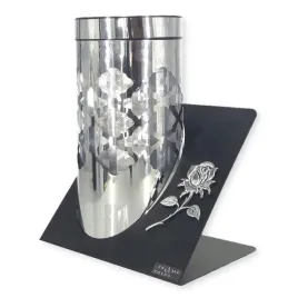 znicz-solarny-led-paris-srebrna-roza-23cm