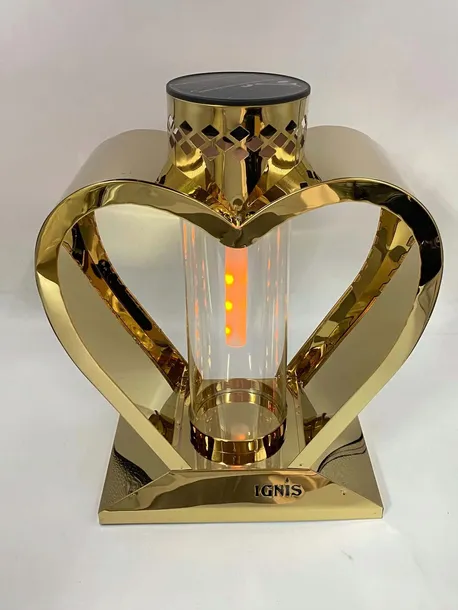 ZNICZ SOLARNY LAMPION SOLAR SERCE DUŻE ZŁOTE 31CM