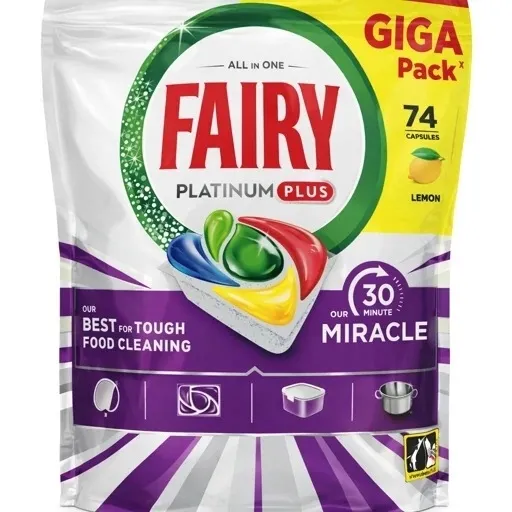 FAIRY PLATINUM PLUS 30 MINUTE MIRACLE KAPSYŁKI DO ZMYWARKI 74SZT