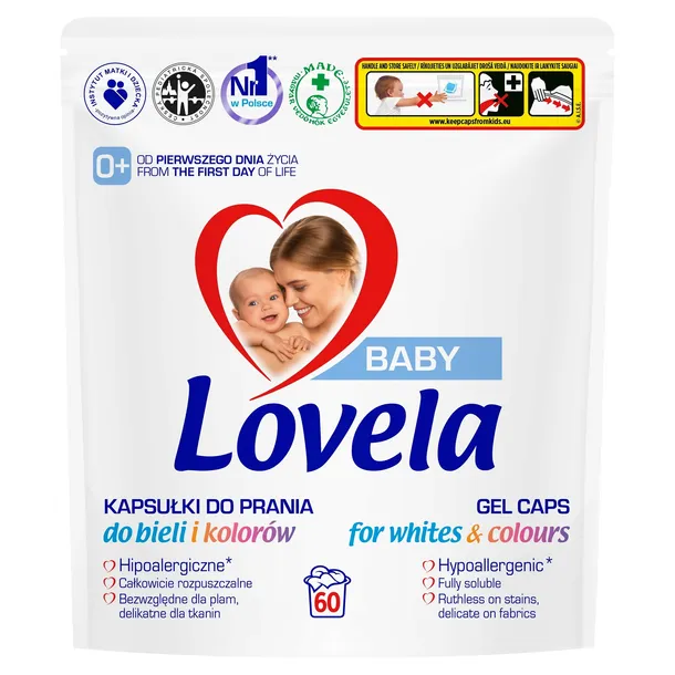 Kapsułki do prania LOVELA Baby do białego i koloru 60 szt uniwersalne