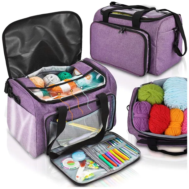 TORBA NA WŁÓCZKI SZYDEŁKA DRUTY PRZYBORNIK DZIEWIARSKI ETUI ORGANIZER PASEK