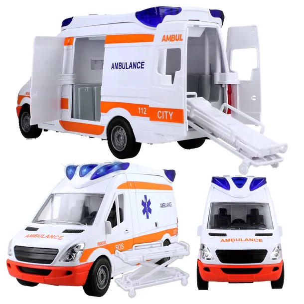 Auto Karetka Pogotowia Ambulans Bus Napęd Dźwięki Otwierane Drzwi Nosze