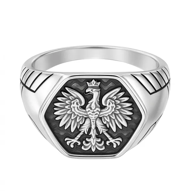 Srebrny sygnet męski patriotyczny orzeł rozmiar 20 srebro 925