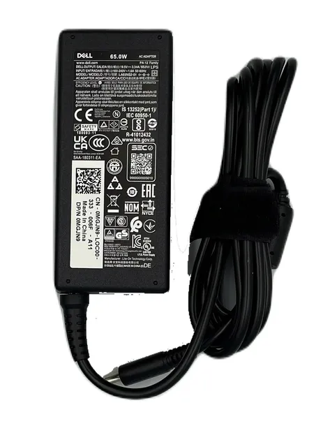 ORYGINALNY ZASILACZ ŁADOWARKA DELL 65W CIENKI WTYK z KABLEM 230V