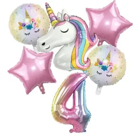 balony-na-4-urodziny-jednorozec-zestaw-6-balonow-foliowych-cyfra-4-100-cm