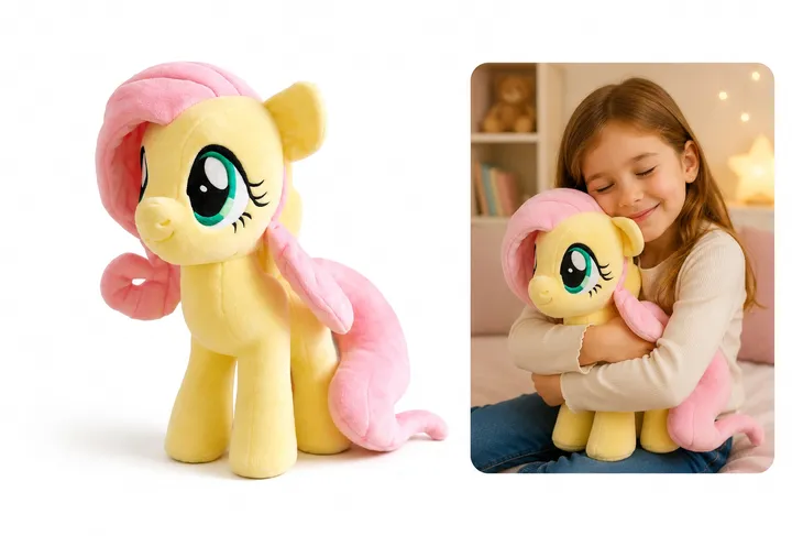 PLUSZOWY KUCYK MASKOTKA 50 CM - ŻÓŁTO-RÓŻOWY PONY DLA DZIECI